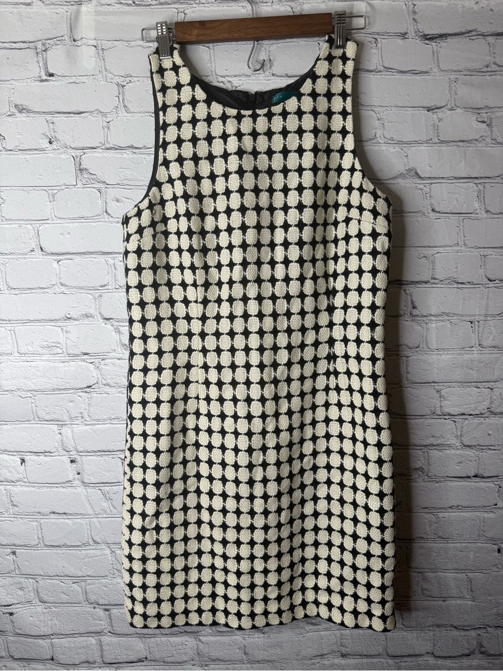 Pim + Larkin Black and Cream Geometric Sleeveless Shift Dress